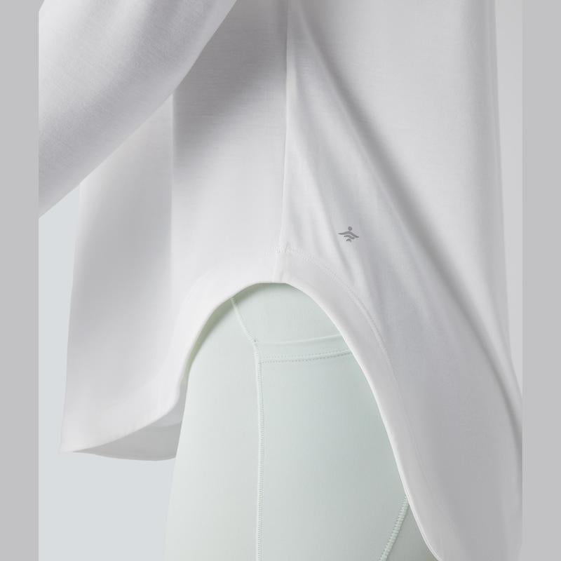 Halara One Shoulder Long Sleeve Thumb Hole Curved Hem High Low Quick Dry Yoga Sports Top-Built-In Bra